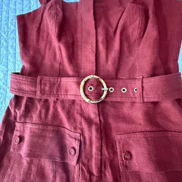 House Of Harlow 1960 Womens Linen Blend Romper With Belt Size 6 - Picture 6 of 14